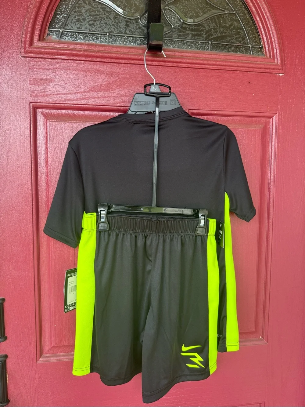 Nike Boy’s Black & Lime Green Short-Sleeve Athletic Tee and Shorts Set